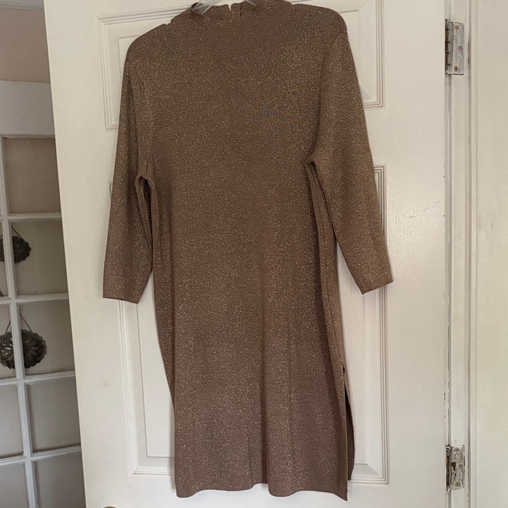 Elegant Long Sleeve Gold Dress